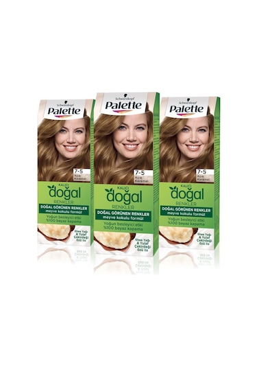 Palette Kalıcı Doğal Renkler Saç Boyası 7 - 5 Açık Karamel X 3 Ade