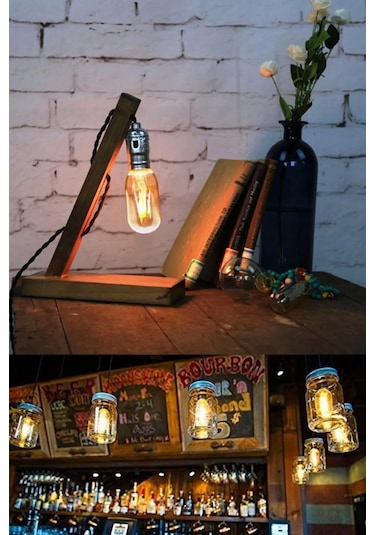 T45 Rustik Led Ampul 4w E27 Duy 2700k Amber Cam Dekoratif Vintage