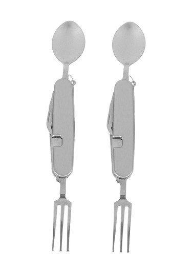 2 Adet Açık Hava Çok Amaçlı Sofra Takımı Taşınabilir Gereçler Piknik Çatal Bıçak Takımı Kamp Kaşık Çatal Katlanabilir Çatal Diğer