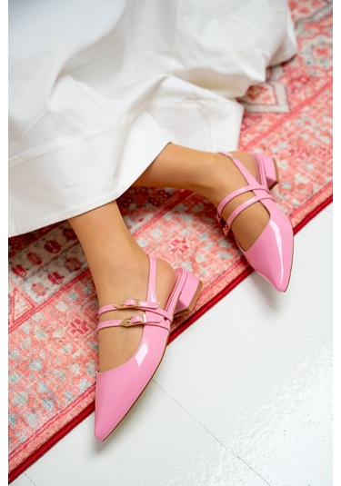 Holly Çift Toka Detaylı Babet Şeker Pembesi Pembe