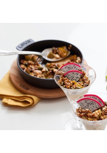 Lava Döküm Yuvarlak Güveç Kabı Döküm Demir Yekpare Çift Kulplu Çap(Ø)17cm. Siyah