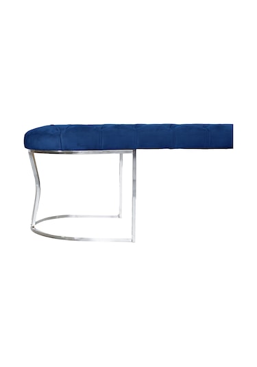 VİEGO SILVER MAVİ-Kapitoneli Model Puf&Bench&Koltuk-Oturak-Uzun Makyaj Puff-Yatak Odası Ucu&Önü