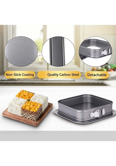 Ulzyvf Yaylı Kek Kare Kalıp 9 Gri İnç Cheesecake Kalıbı Gri