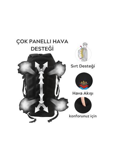 Ebitda Montana Mountainer 80l Siyah Çift Körük Su Geçirmez Sırt Çantası - Kamp & Yürüyüş İçin Uygun Siyah