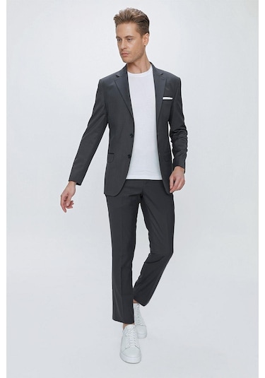 Efor Slim Fit Klasik Mono Yaka Klasik Antrasit Takım Elbise Tk 2021 Antrasit