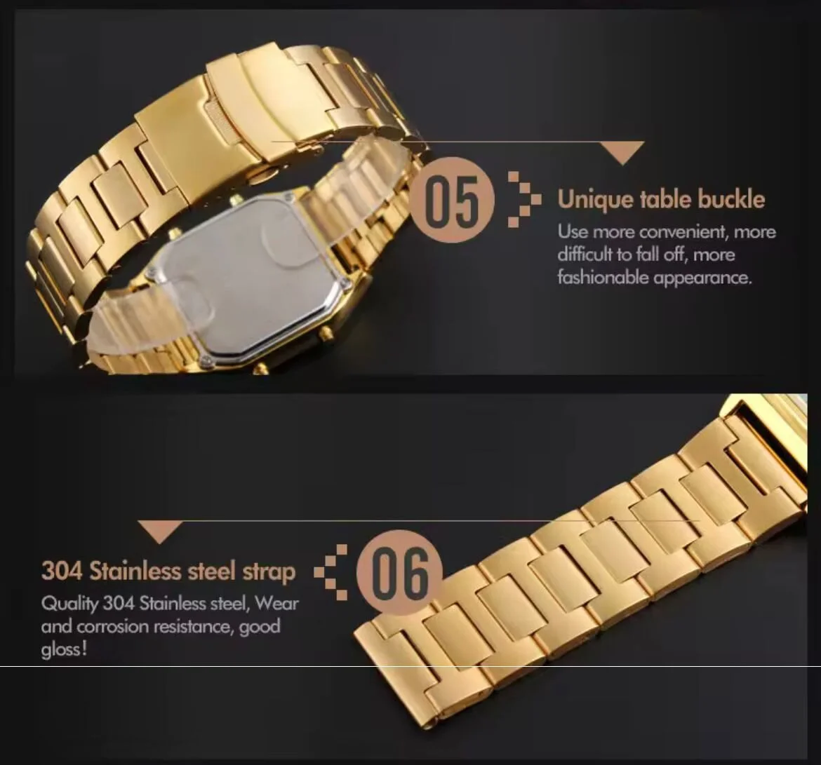 Caınuos Dijital Analog Erkek Kol Saati Sarı Sarı