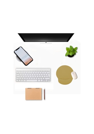 Bej Bilek Destekli Ergonomik Jel Kaymaz Taban Mouse Pad