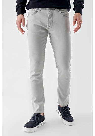 Erkek Gri Mevsimlik Pamuk 5 Cep Slim Fit Jean Pantolon 25ms003008100 Gri Gri