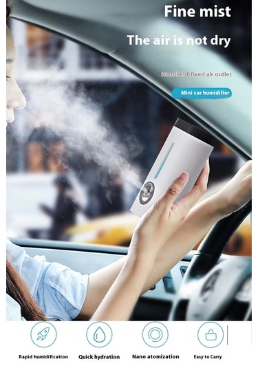 Araç Ve Ev Ultrasonik Hava Nemlendirme Cihazı Nano Sprey Araç İçi Buharlı Koku Difüzörü
