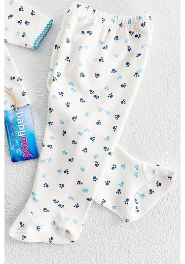 Babymod Önden Çıt Çıtlı Pati Desenli Ikili Bebek Takımı Bej