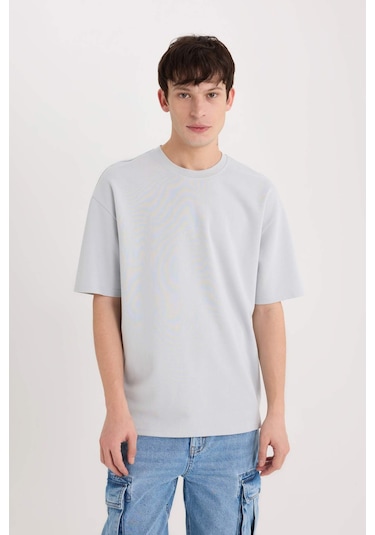DeFacto Oversize Geniş Kalıp Ütü Gerektirmeyen Bisiklet Yaka Kısa Kollu Basic Düz Ağır Kumaş Tişört X3926AZ25SPGR184 DeFacto Oversize Geniş Kalıp Ütü Gerektirmeyen Bisiklet Yaka Kısa Kollu Basic Düz Ağır Kumaş Tişört X3926AZ25SPGR184