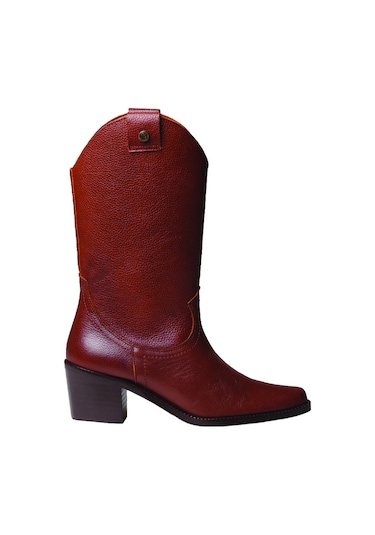 Camel Bot Kadın Ubeda Toni Pons Leather Cowboy Ankle Boots Wıth Heel kahverengi