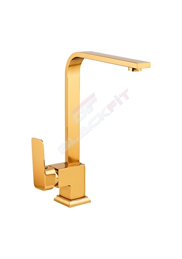 Gold Kare Mutfak Bataryası Eviye Bataryası Çift Girişli Çeşme Gold