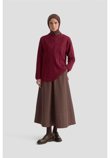 Armine Başak Desenli Kazak 25kd7006 Bordo Bordo