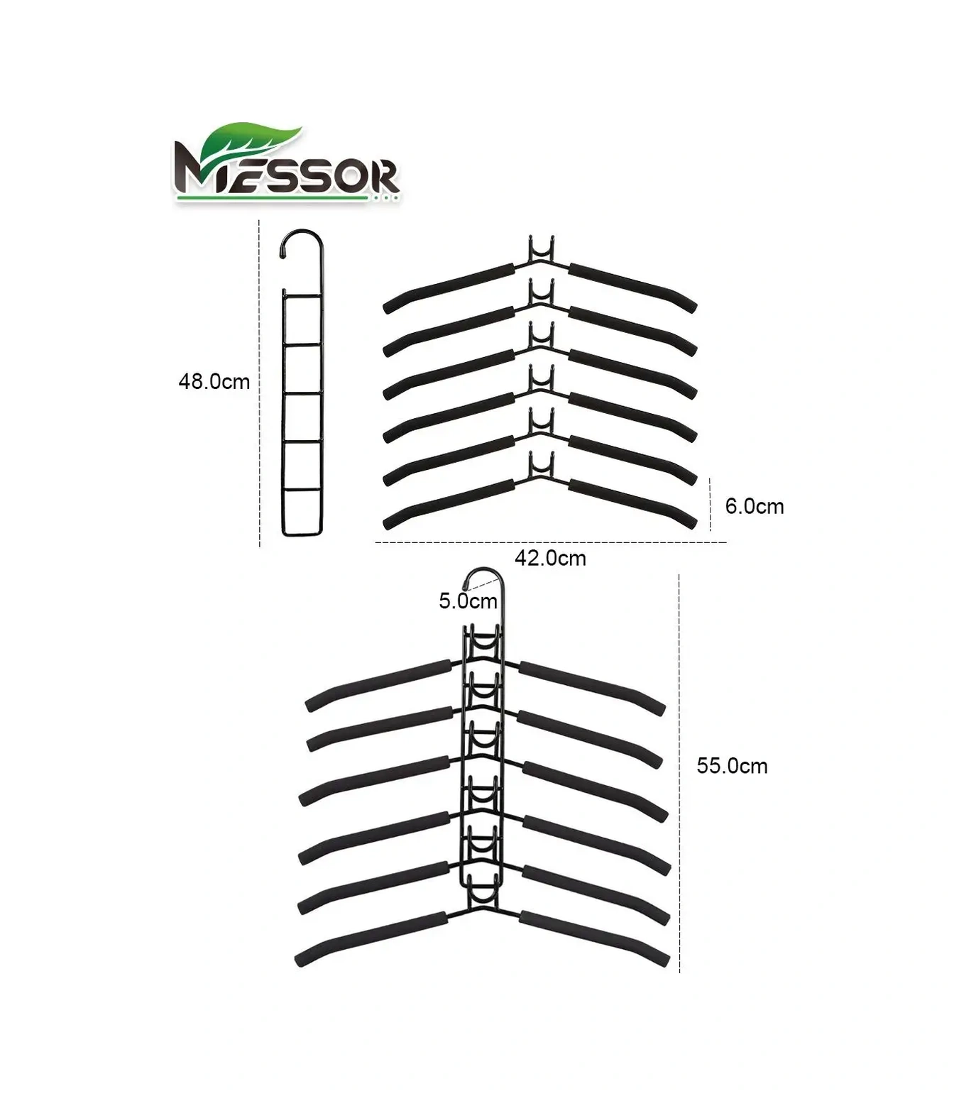 Messor Dönüştürülebilir Çok Katmanlı Elbise Askıları 6'lı Set 16589926 Siyah