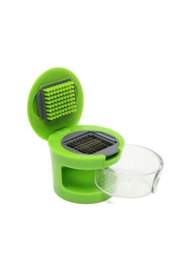 Zhltools 2 Farklı Bıçaklı Hazneli Kapaklı Pratik Sarımsak Soğan Rendesi Yeşil