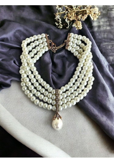 İnci Mayorka Choker Kolye Beyaz