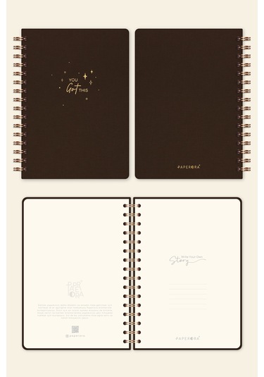 A5 Spiralli Sert Kapak Keten Düz Çizgisiz Tarihsiz Not Defteri Kahverengi Kahverengi