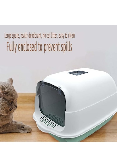 Deodorant Çöp Kutusu Kedi Tepsisi Tamamen Kapalı Evcil Hayvan Çöp Kutusu Plastik Tuvalet, Evcil Hayvan Aksesuarları, Yüksek Kapasiteli Çöp Tepsisi, Temizlik Pembe Pembe Beyaz
