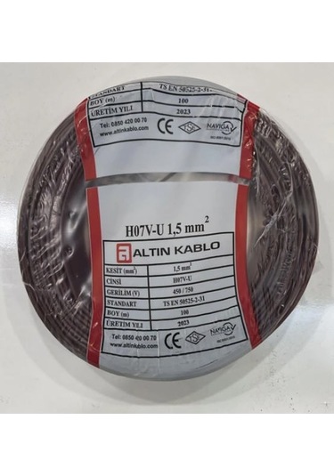 Altın Kablo H07v-u 1,5 Mm² Nya Kablo Tek Damar Kahverengi 100m