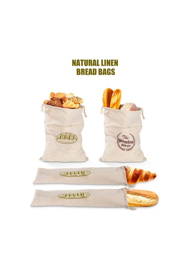 Yaleker Organik Keten Ekmek Çantası - Yeniden Kullanılabilir, Fermuarlı, Uzun Ömürlü Ekmek Saklama Torbası Diğer