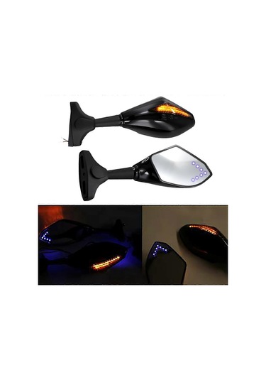 Yzf R1 R6 Fz1 Fz6 İçin Işıklı Motosiklet Led Dikiz Aynası - Parlak Ve Net Arka Görüş