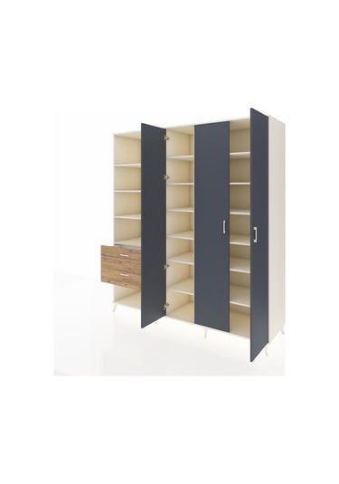 Kronos Dolap 16 Raflı 2 Çekmeceli 3 Kapaklı 220x59x243 Aytaşı-antrasit/çam Antrasıt/atlas Çam