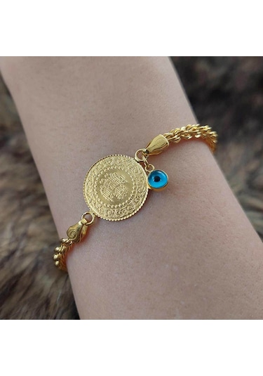 Altınbeyi Çeyrek Altınlı Halat Zincirli Bileklik Sarı Altın