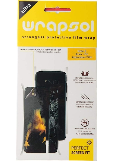 Wrapsol Samsung Galaxy Uyumlu Note 5 Ön Arka Ekran Koruyucu Poliuretan
