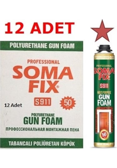 12 Adet 750 ML-850 G Somafix Tabancalı Poliüretan Köpük
