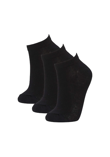Defacto Kadın Pamuklu 3'lü Kısa Çorap T7370AZNSBK23 Siyah