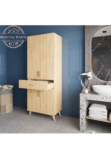 Mavera Çok Amaçlı Dolap Banyo Mutfak Kiler Dolabı Meşe Meşe