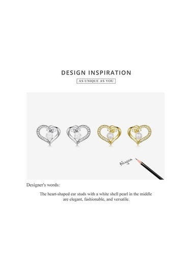 Bamoer Yeni Gelenler 925 Ayar Gümüş Aşk Kabuğu İnci Saplama Küpeler Temizle Cz İle Kadınlar İçin Güzel Takı Yıldönümü Hediyesi A