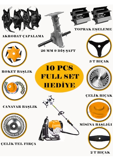 Eisenn BCF550 Sırt Tipi 10in1 Benzinli Motorlu Çim Biçme Makinesi