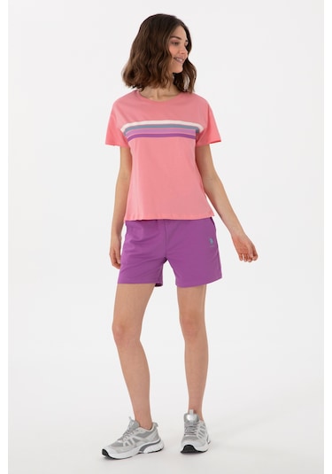 U.S. Polo Assn. Kadın Pembe Bisiklet Yaka Tişört 50308639-VR041