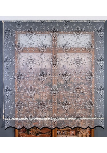 Çift Mekanizmalı Simli Tül Stor Perde Beyaz-siyah