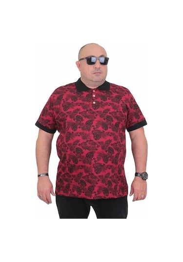 Starbattal Erkek Büyük Beden Polo Yaka Tişört Hawai 24455 Bordo-Bordo