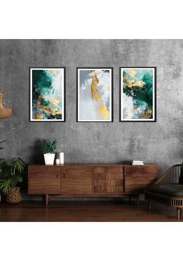 3'lü Modern Yağlı Boya Desenli Foreks Tablo
