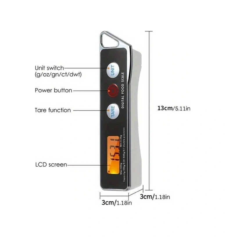 Oldfriend Kırmızı Hassas Mutfak Gramajı 500g 0.01g Ölçek Aaa Pil Hariç Kırmızı