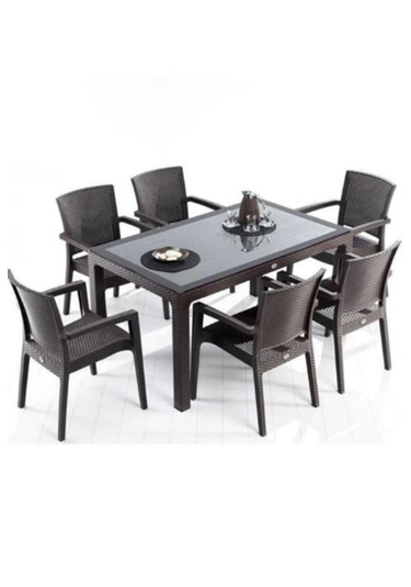 Rattan Masa Takımı Victor Acı Kahve