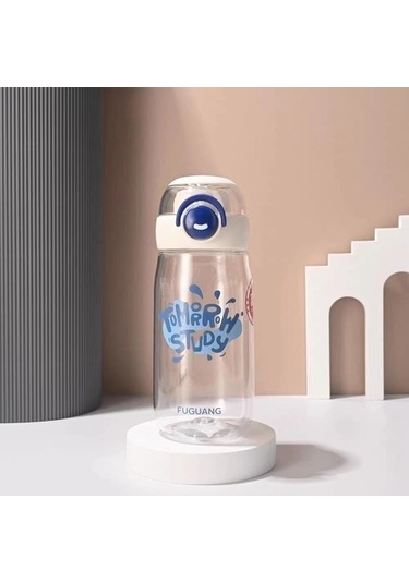 Andy More Fuguang Kız Öğrenciler Için Yüksek Görünümlü Su Bardağı Yaz Sporları Taşınabilir Filtre Çay Bardağı Çocuk Anti-sonbahar Anaokulu Plastik Bardak Quetqs Siyah - Beyaz