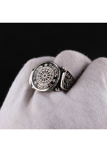 Fkgümüş 925 Ayar Gümüş Osmanlı Tuğralı Rufai Gülü Erkek Yüzük Silver