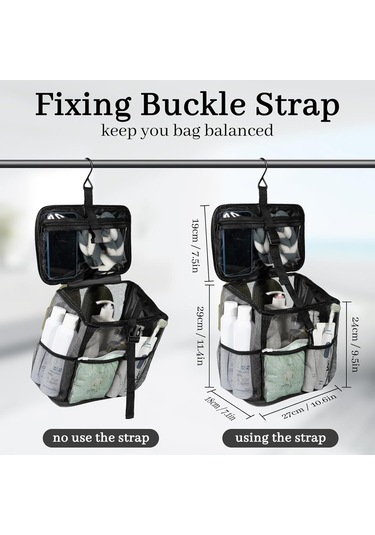 Shineyee Siyah Pvc Ağı + Oxford Kumaş Banyo Organizer Çanta, 48x27x18cm, Hızlı Kuruyan, Taşınabilir, Banyo/spor Salonu/seyahat İçin, 375g, 2501 Modeli Siyah