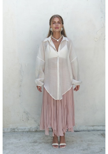 Lyra Oversize Ekru Gömlek ekru