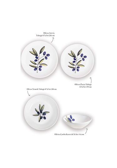 The Mia Olivos 6 Kişilik Yemek Takımı 24 Parça Set 1 Çok Renkli