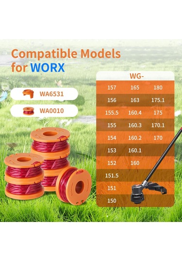 Tenfowee Worx İçin 20'li Yer Değiştirme Seti: 16 Adet Wa0010 Makine İpi Bobini + 4 Adet Kapak - Hızlı Kesim, Zaman Tasarrufu, Dayanıklı Nilon