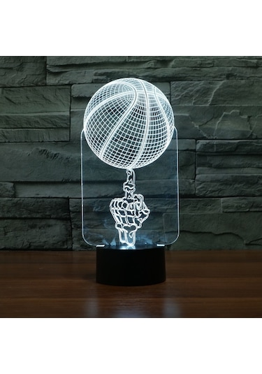 Soulader Uzaktan Kumandalı Dekoratif Basketbol Tasarımlı 3d Led Işık Gece Lambası Çok Renkli