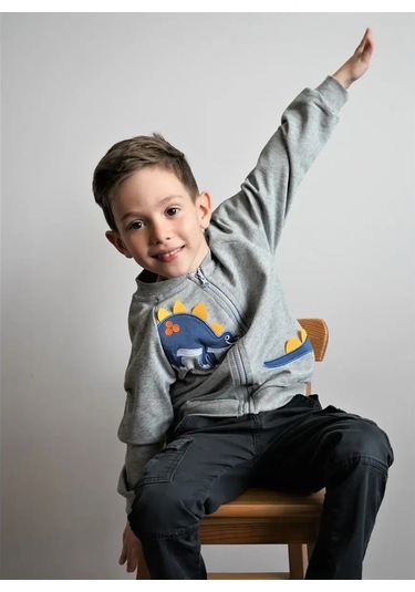 Budado Fermuarlı Ceket Dinozor 154622753 Gri