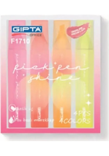 Gıpta Pick Pen Shine Fosforlu Markör 4 Lü Kalem Seti Sarı Pembe Turuncu Kırmızı 703709
