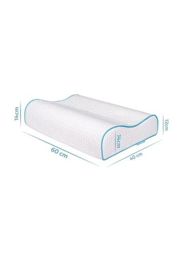Viscofoam Yüksek Boyun Destekli Ortopedik Yastık Çift Boyun Destekli Visco Yastık - 60x40x14-12cm